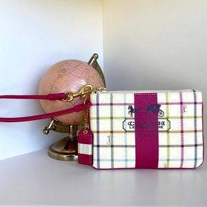 NWOT Fabric Leather MultiTattersall Rare Wristlet